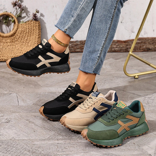 2025 New Women Sneakers Spring Casual Lace Up Sport Sneakers Luxury Platform Anti-slip Running Shoes Women Zapatos De Mujer