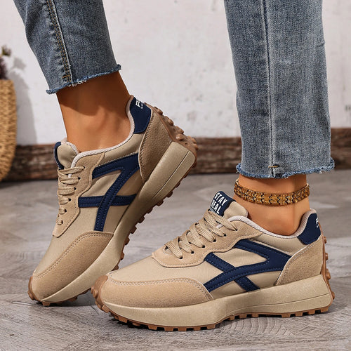 2025 New Women Sneakers Spring Casual Lace Up Sport Sneakers Luxury Platform Anti-slip Running Shoes Women Zapatos De Mujer