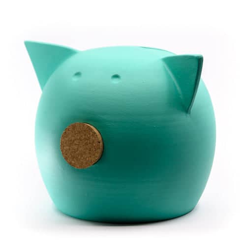 Handmade Ceramic Blackboard Piggy Bank - The Chalk Collection Turquoise - Ai Aqua 2021 L
