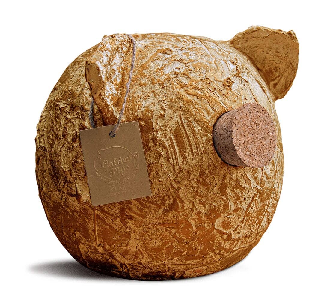 Ceramic Piggy Bank - Grunge Collection | Vintage Money Box Jar GOLD L - 23x27x25 cm