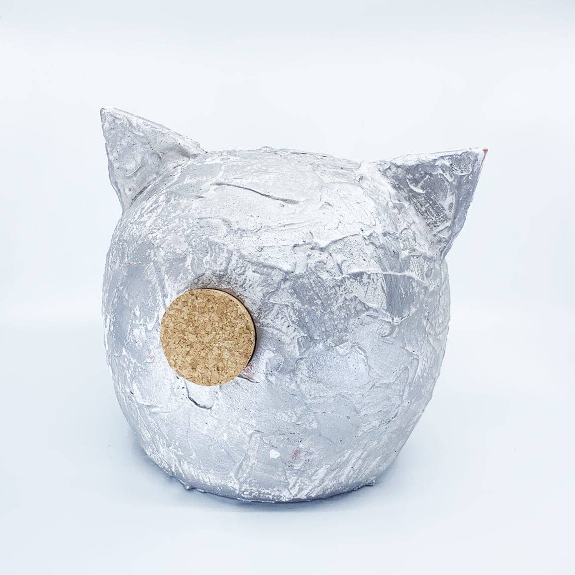 Ceramic Piggy Bank - Grunge Collection | Vintage Money Box Jar SILVER L - 23x27x25 cm