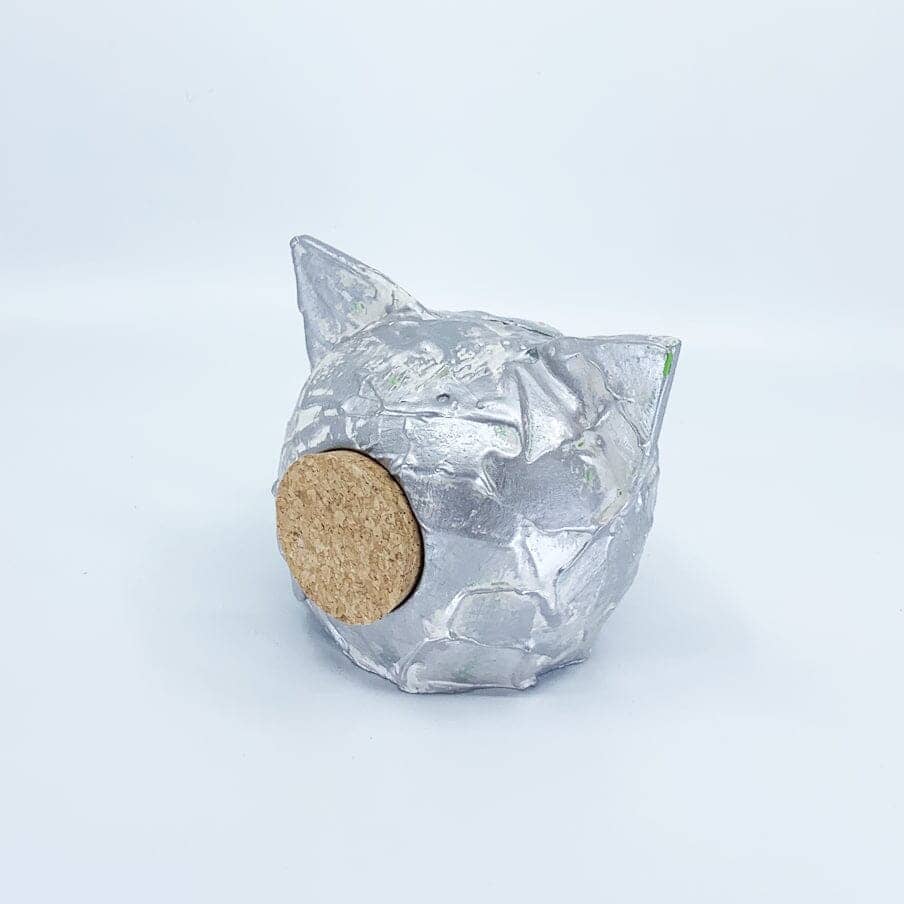 Ceramic Piggy Bank - Grunge Collection | Vintage Money Box Jar SILVER S - 13x19x14 cm